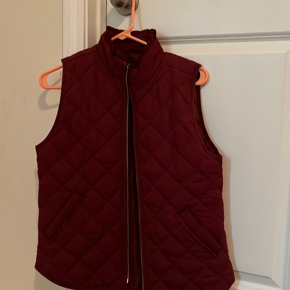 Jcrew dark red ruffle top vest